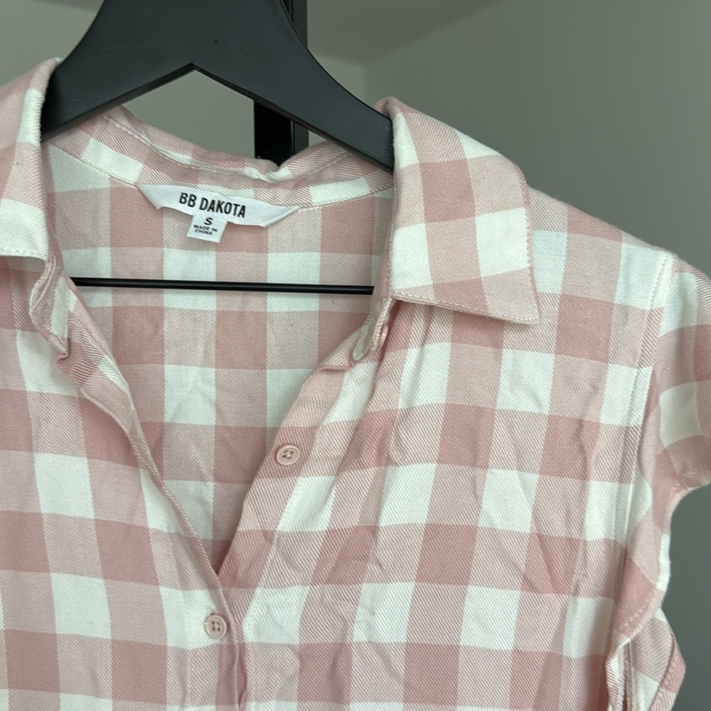 BB Dakota Womens Check Please Yarn Dyed Rayon Shirt Dress, Pink Lemonade - Picture 3 of 4